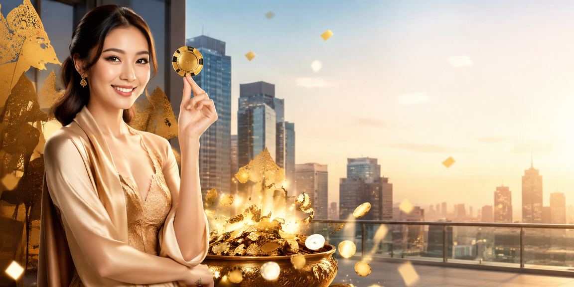 Model Vietnam di meja casino dengan ekspresi tenang dan percaya diri saat bermain