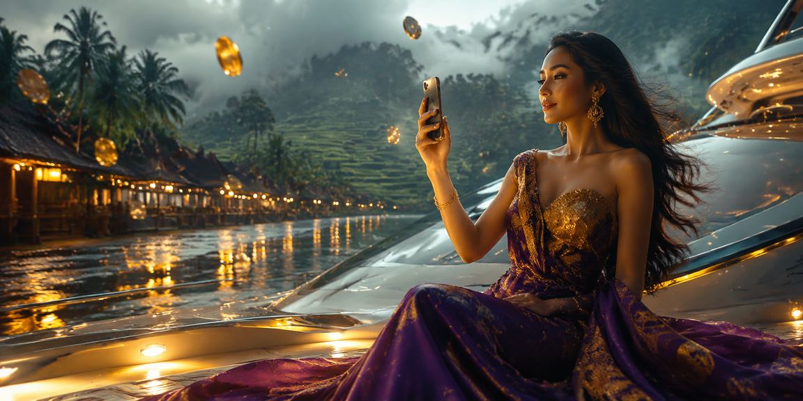 Model Vietnam menggunakan ponsel untuk mengakses platform casino dan taruhan secara mobile